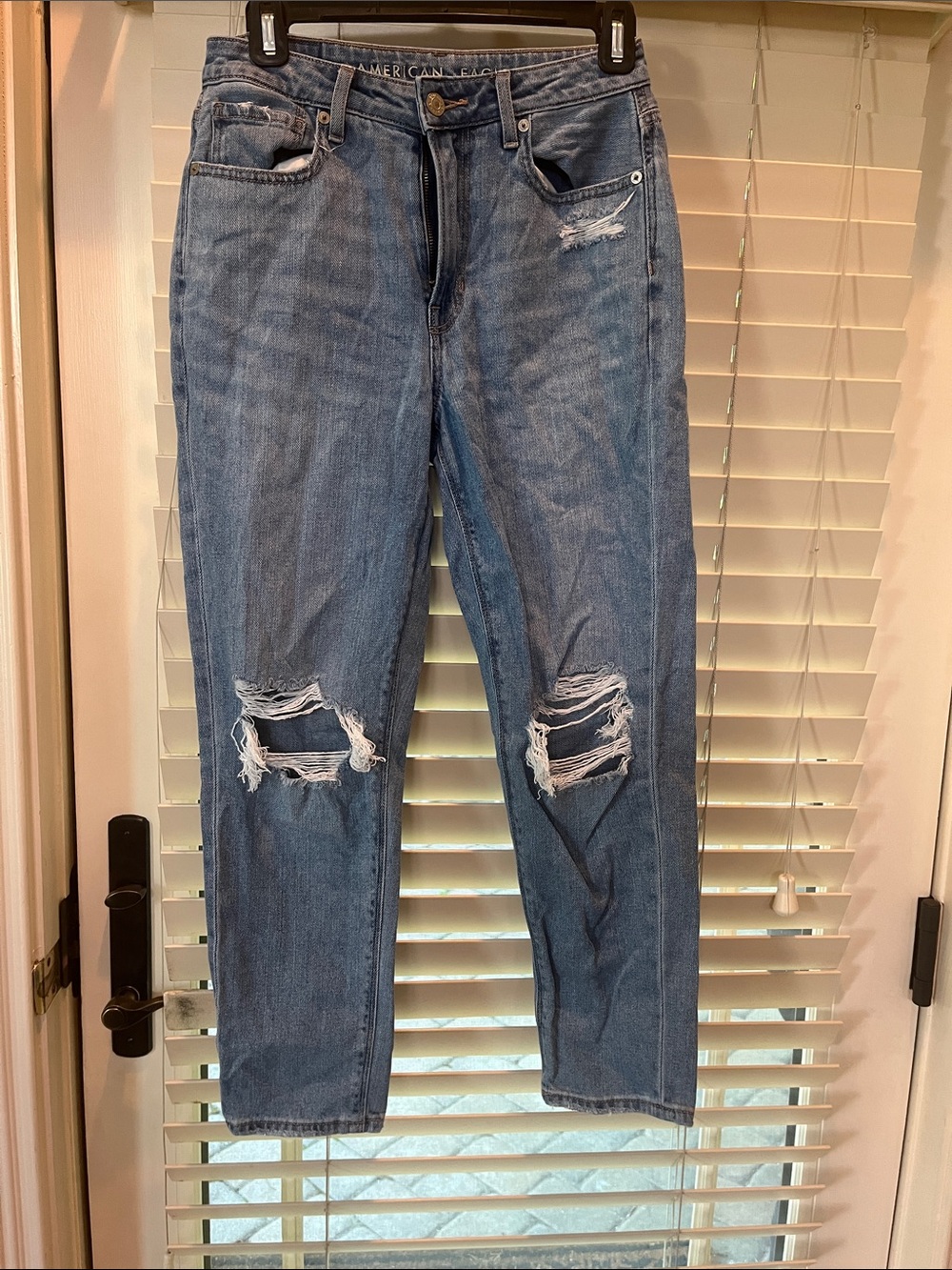 American Eagle Outfitters Light Blue Ripped Boyfriend Jeans